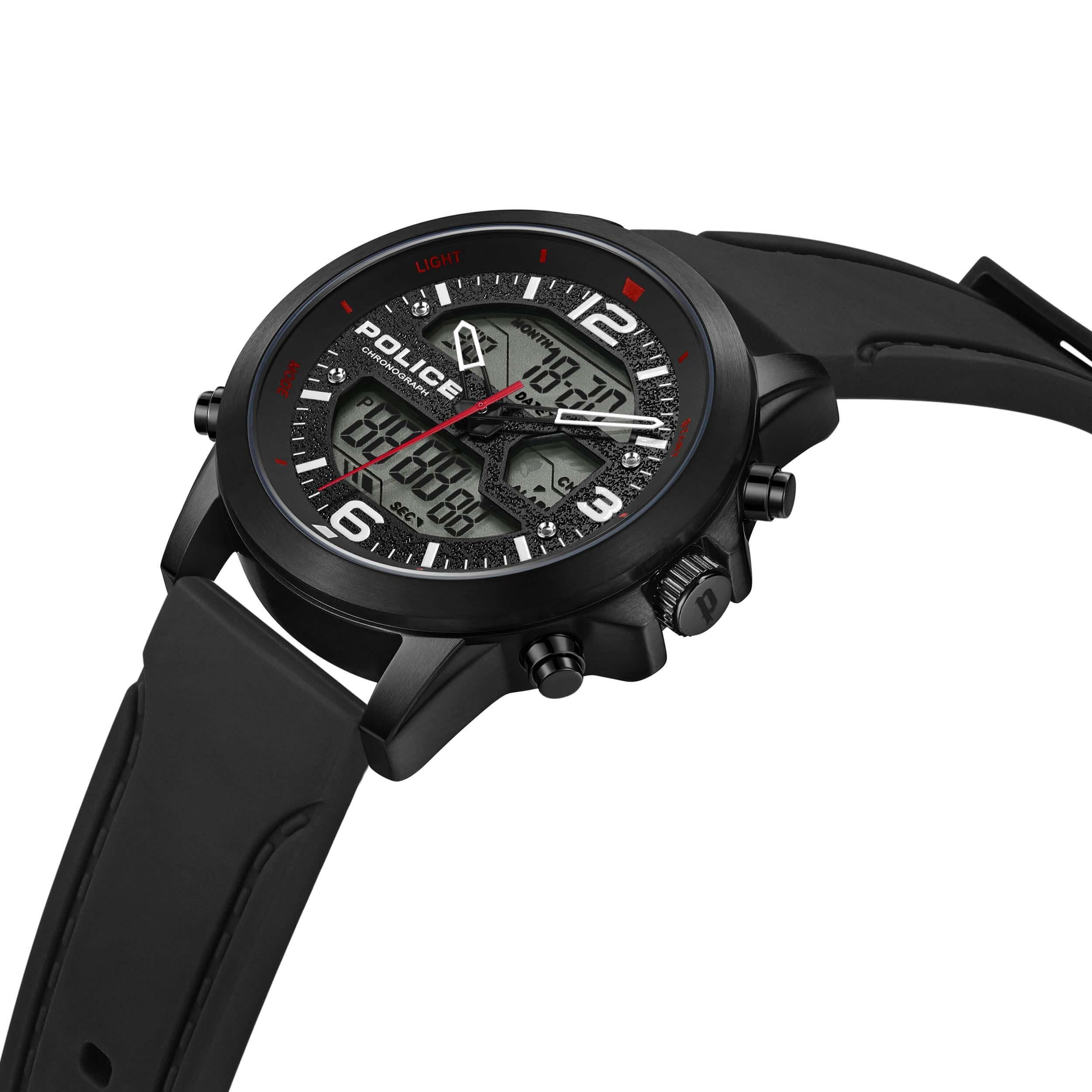 RIG Black Digital Silicone Strap Watch