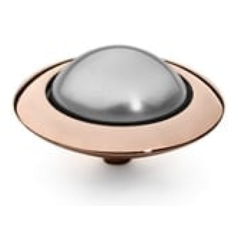 Famosa Tondo 16mm Light Grey Pearl In Rose Gold Plated Ring Top