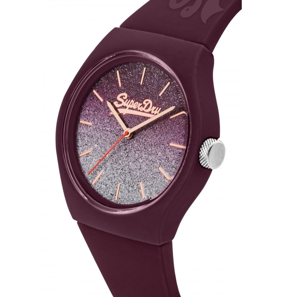 Urban Ombre Glitter Mulberry Dial With Mulberry Printed Silicone Strap Gents Watch