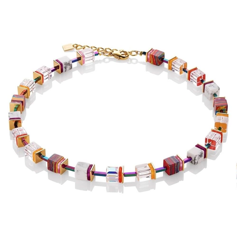 Multicolour Geo Cube Gold Necklace