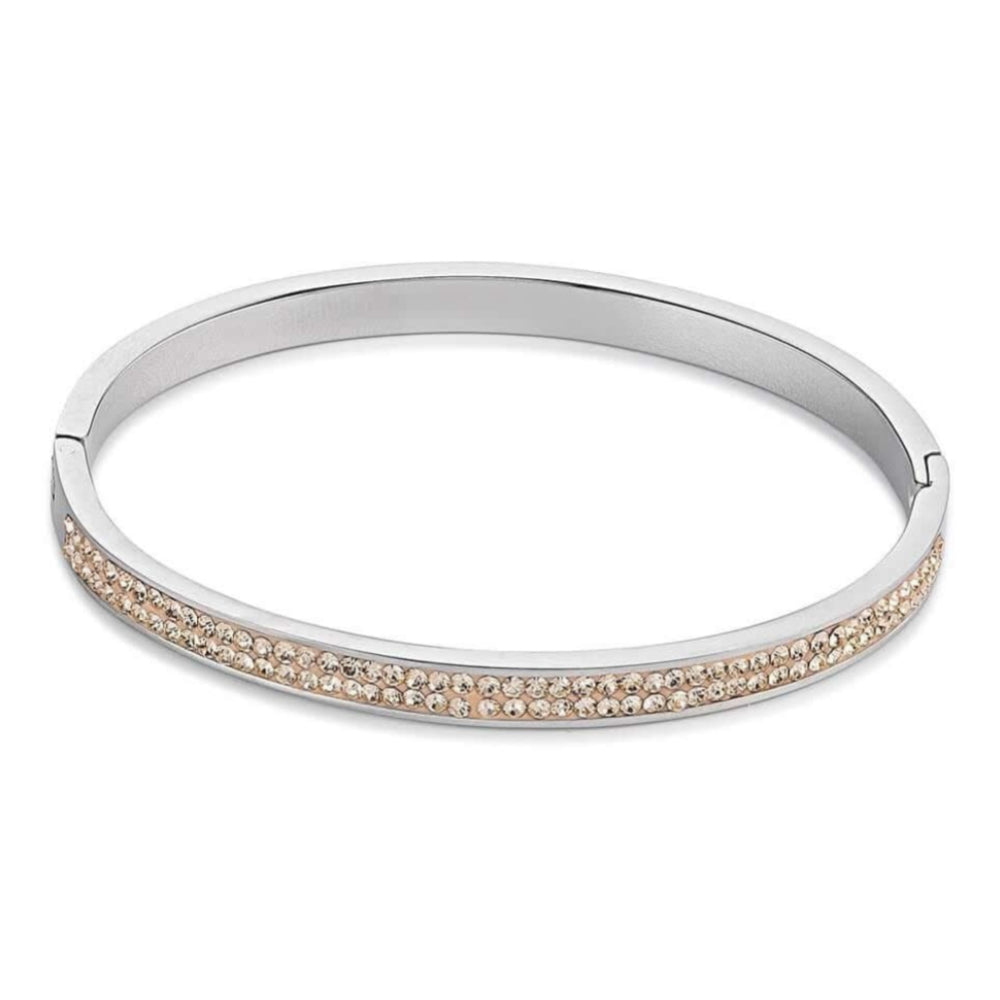 Bangle with Click Closure & Peach Swarovski Crystals