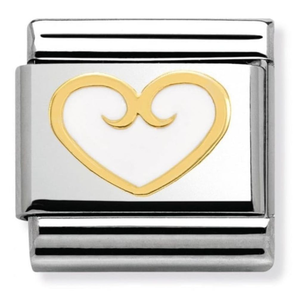 Classic Gold & White Enamel Heart