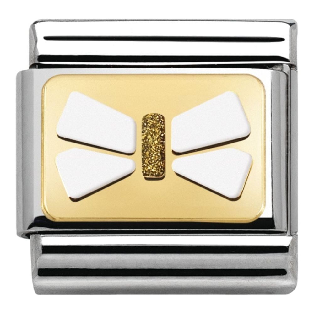 Classic White Bow Glitter Link