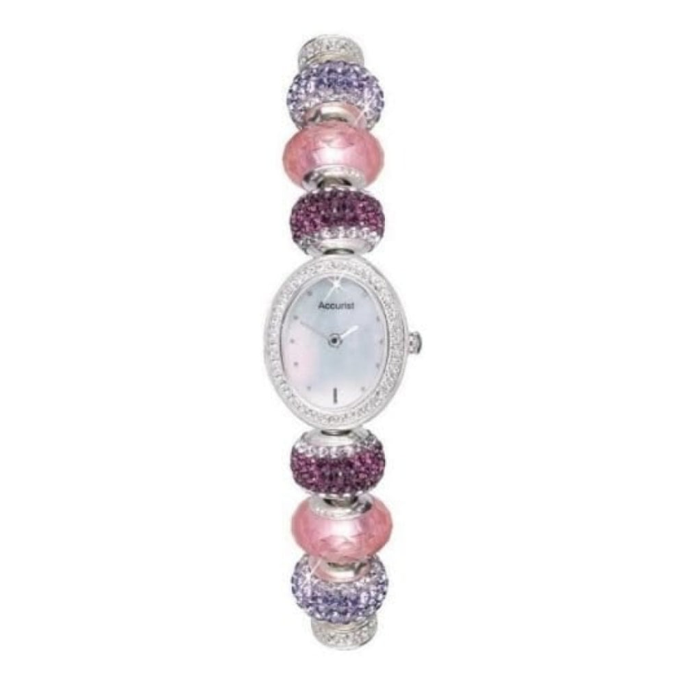 Ladies Lilac & Purple Crystal Charms Silver Watch