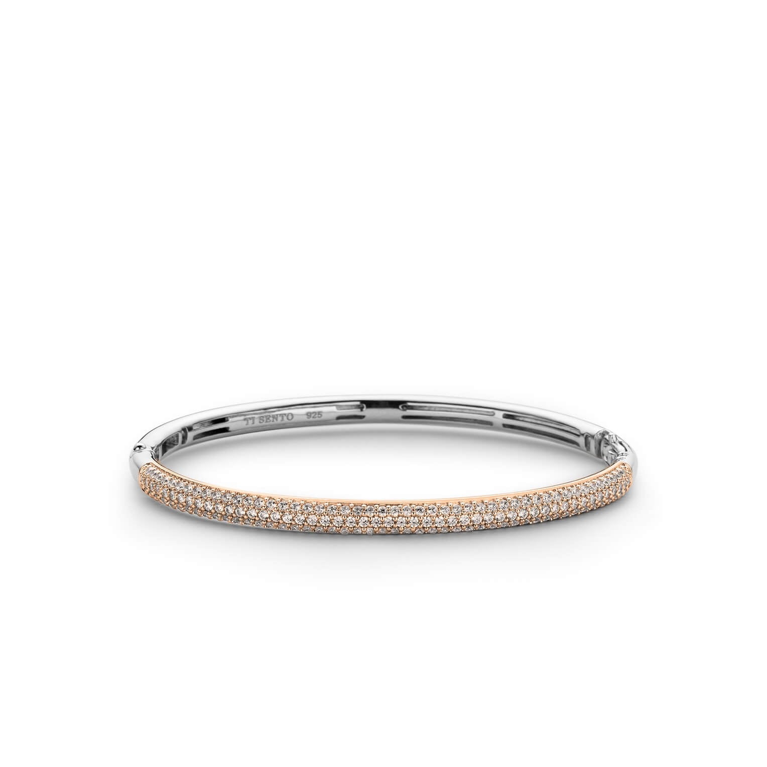 Silver & Rose Gold Plated CZ Bangle