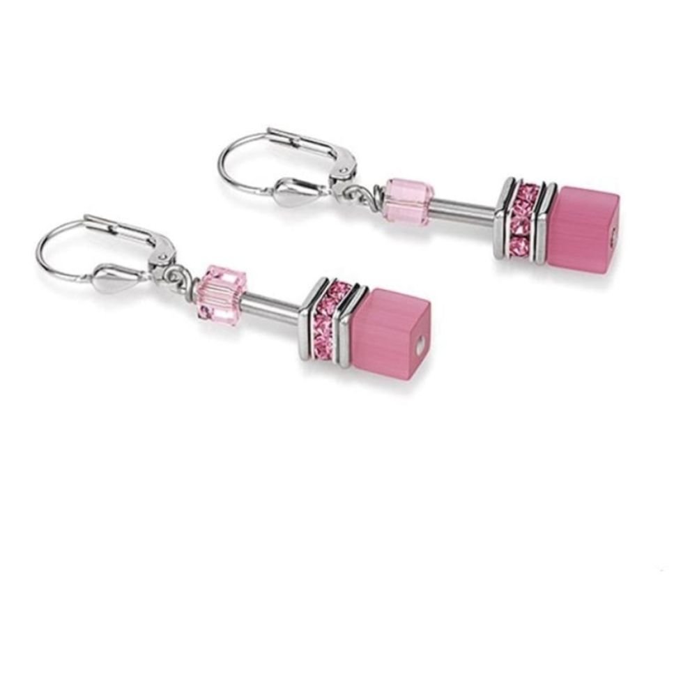 Ladies Geo Cube Rose Earrings