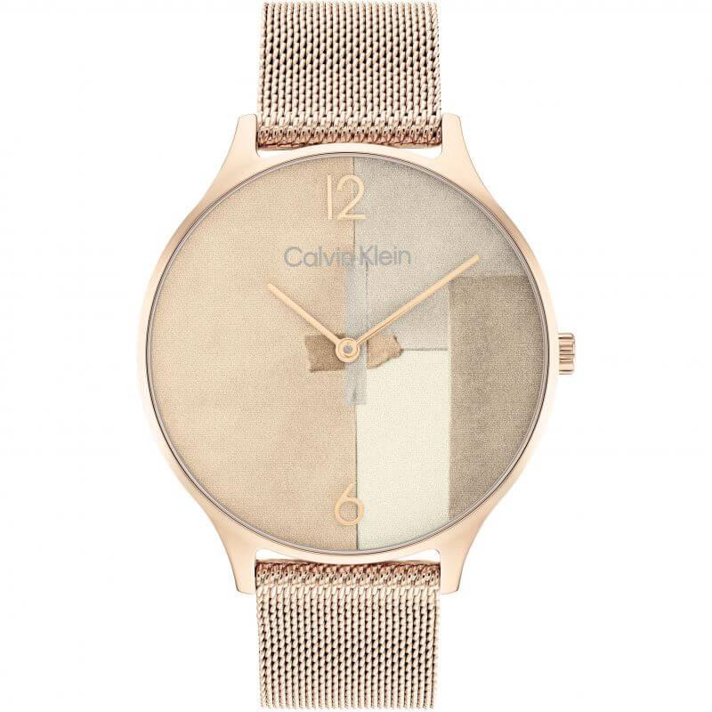 2H Patchwork Dial Rose Gold Tone Mesh Bracelet Ladies Watch