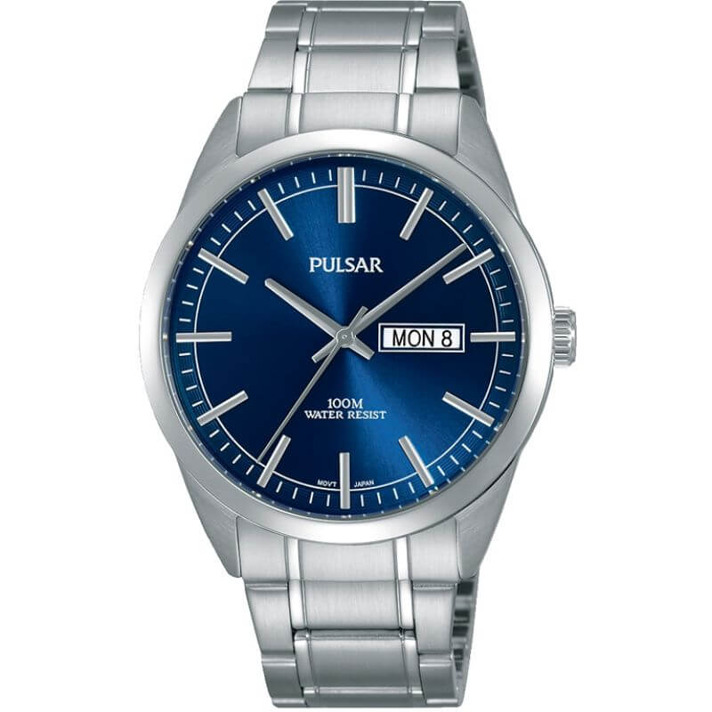 Blue Day/Date Display Dial With Steel Bracelet Strap Gents Watch