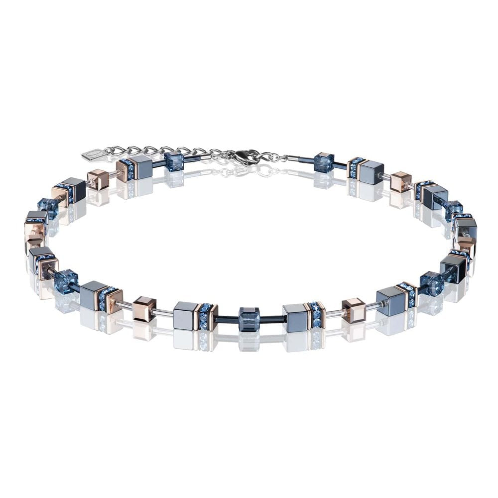 Geo Cube Blue- Black Necklace