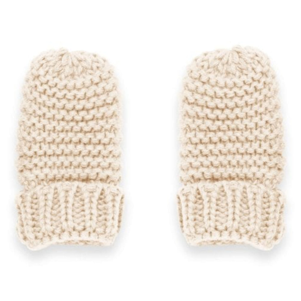 BABY HAT AND MITTENS SET - Cream - 0-6 Months