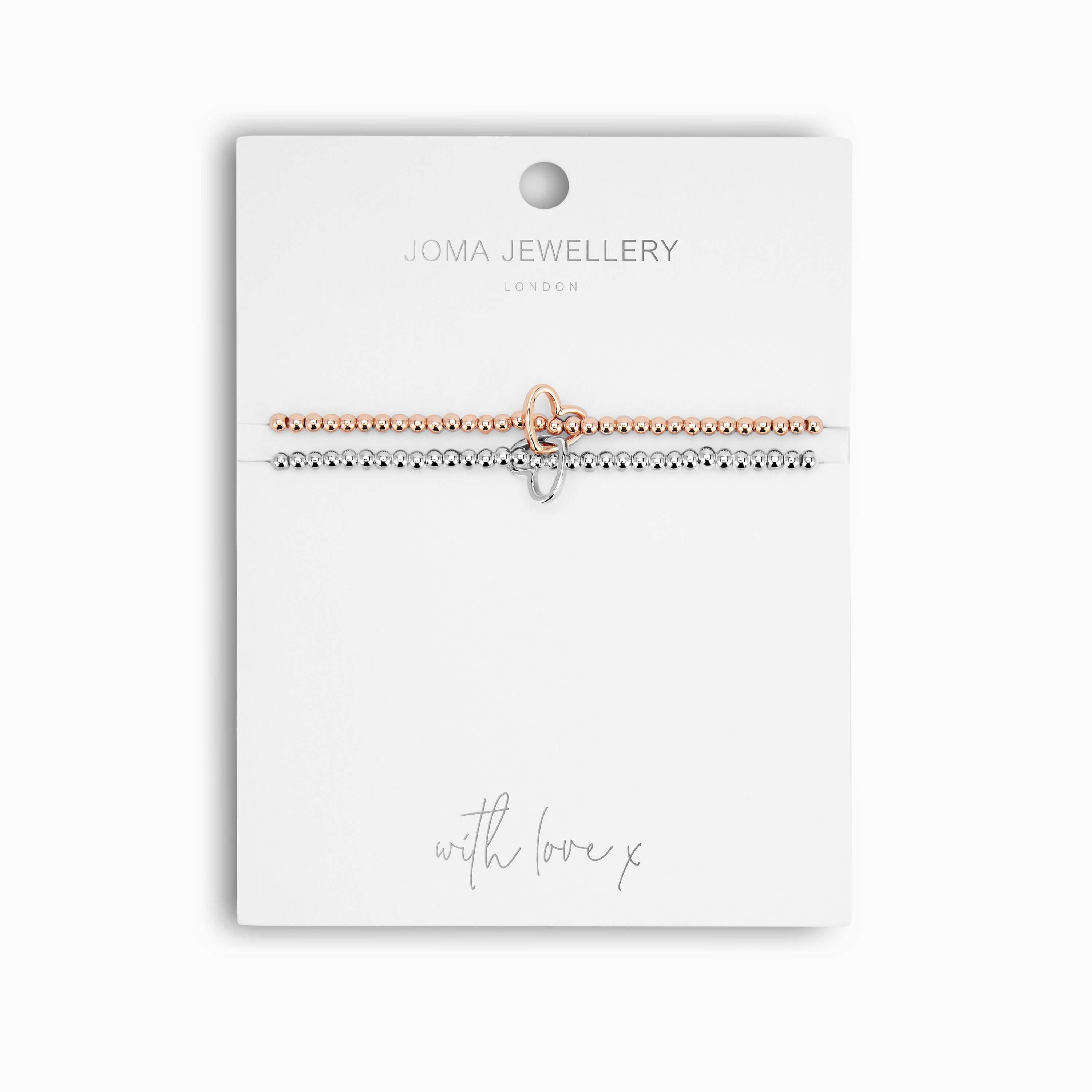 Lila | Heart | Silver And Rose Gold | Bracelet | 17.5cm Stretch
