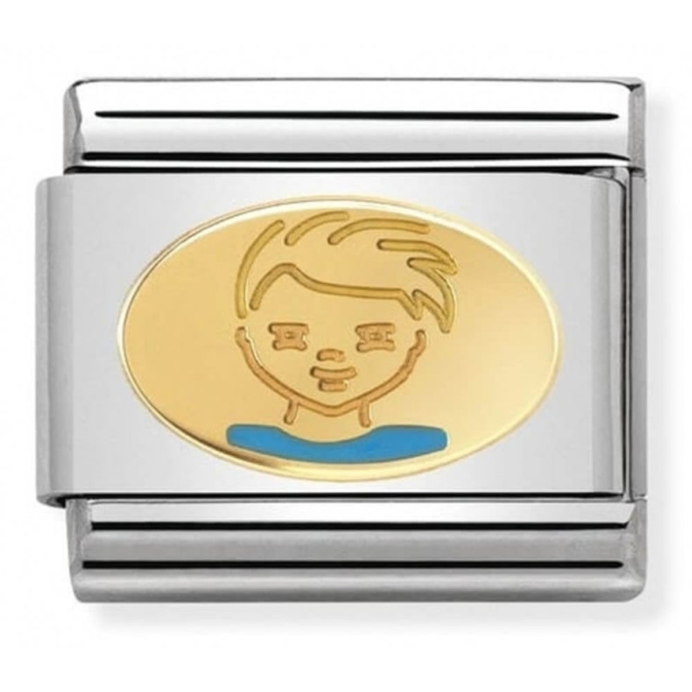Composable Classic Little Boy In Stainless Steel With Enamel And 18k Gold Charm