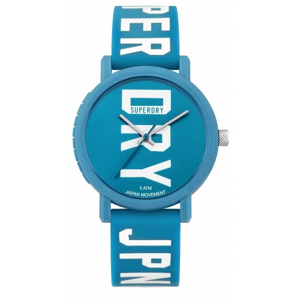 Campus Fluro Block Matte Blue Neon With Printed Logo Silicone Strap Watch With Matte Printed Neon Blue Dial