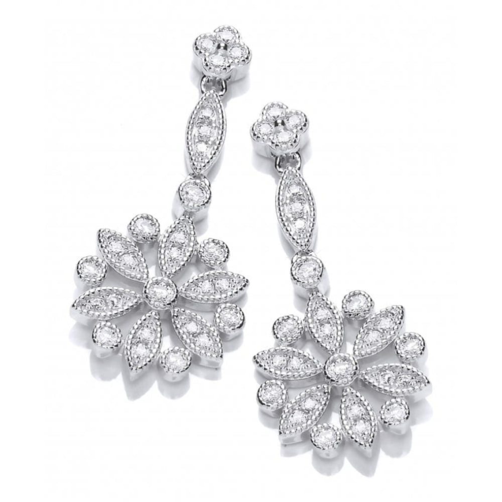 CZ Ornate Drop Earrings