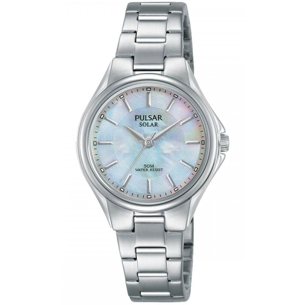 Stainless Steel Bracelet Strap & Case With MOP Dial, Solar Powered Ladies Watch