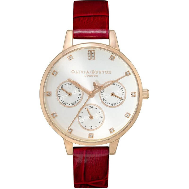 Regal Multifunction White, Gold & Burgundy Watch