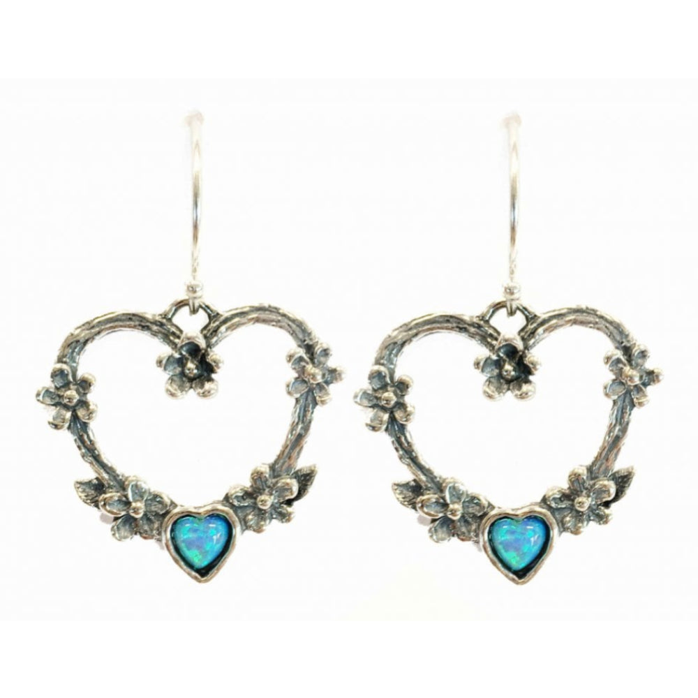 Heart Earrings Hooks Made With Flower