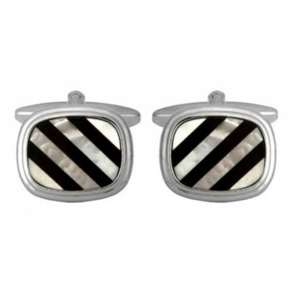 Striped Onyx & Mother Of Pearl Cufflinks
