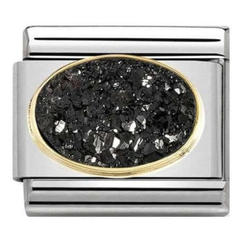 Classic Stones Link 18k Gold Agate Drusie Black Sky