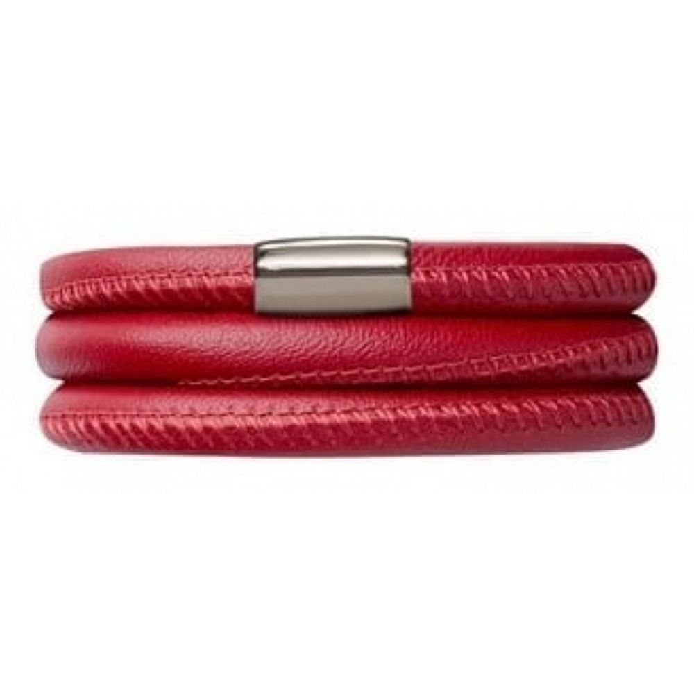Red Leather Triple Band Bracelet
