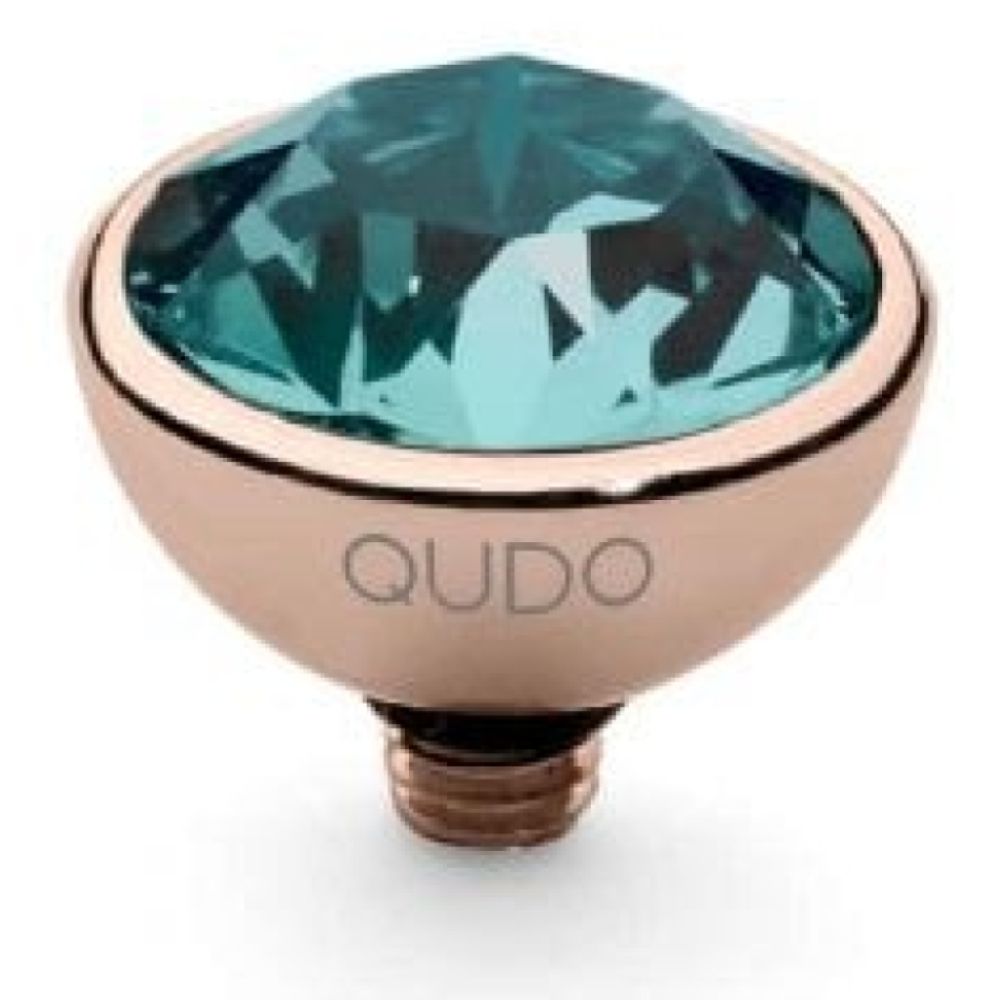Famosa Rose Gold 10mm Bottone Ring Top Light Turquoise