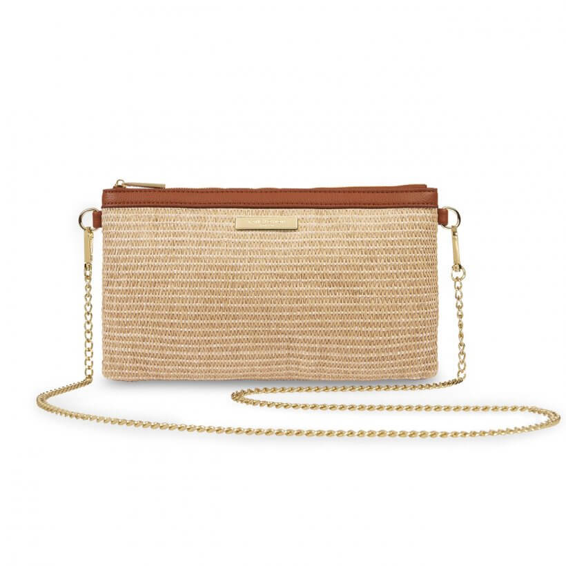 Straw Crossbody Bag | Brown
