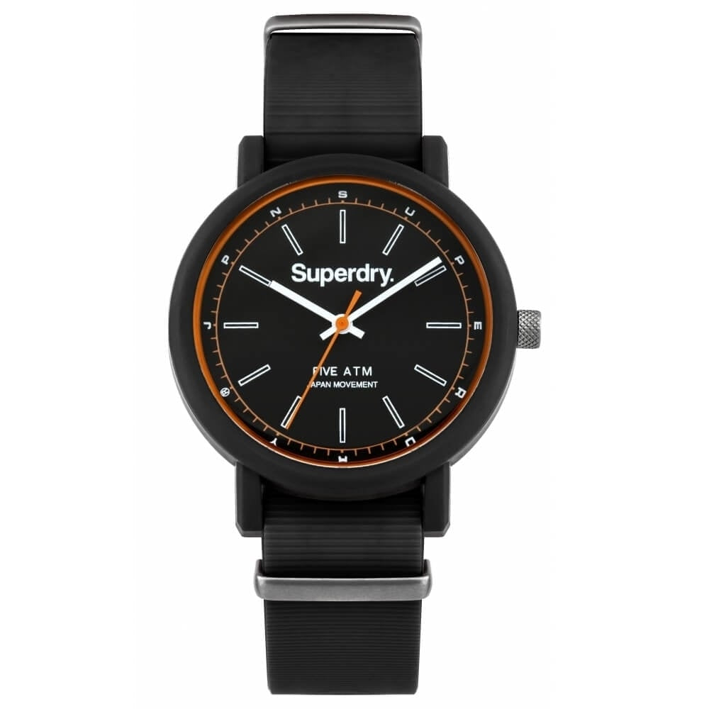 Campus Nato' Black Silicone Strap Watch With Black Dial