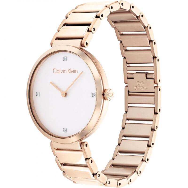 Minimalistic T-Bar 36mm White Dial Rose Gold Ladies Watch