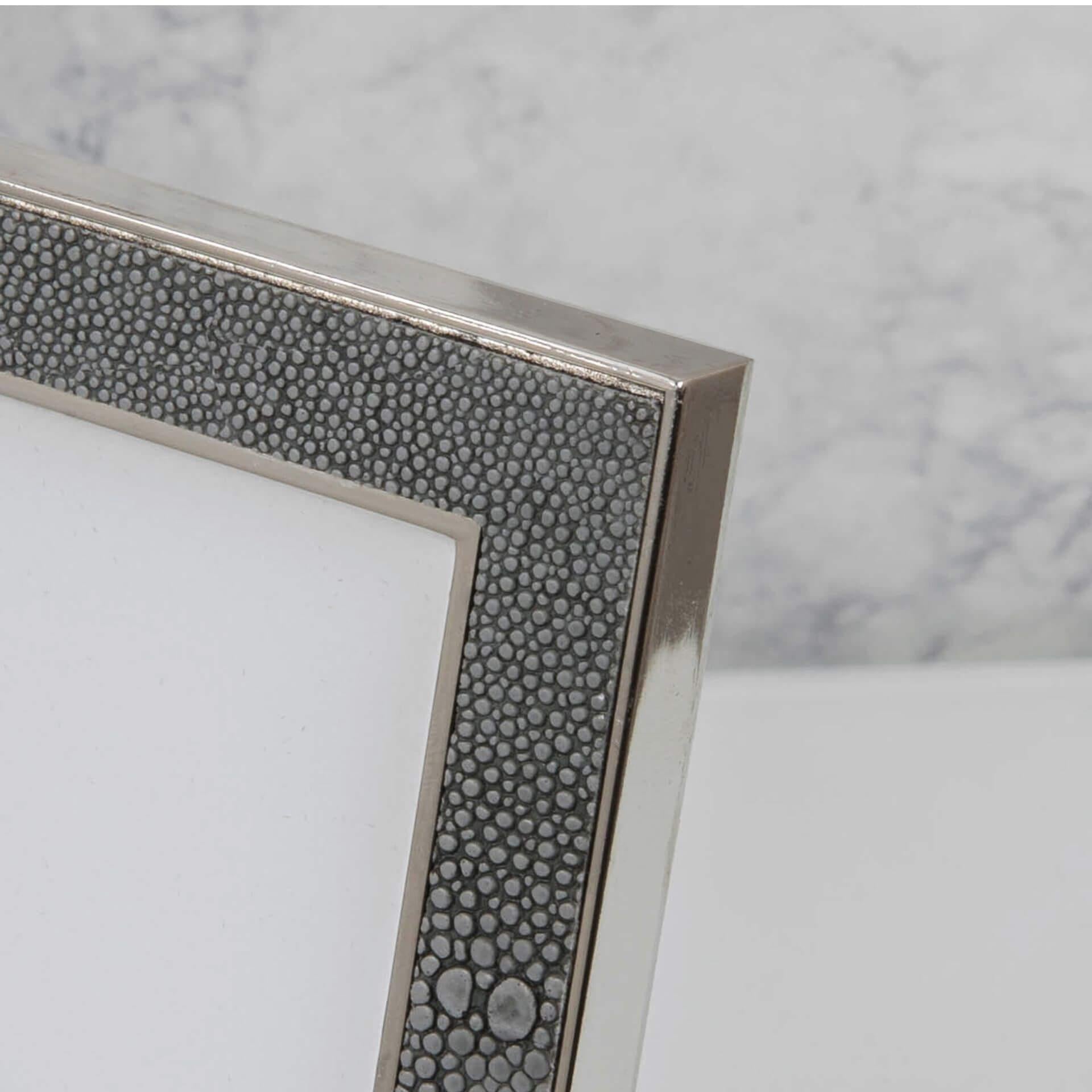 Elegance Metal Plated Grey Faux Shagreen Frame 8" x 10"