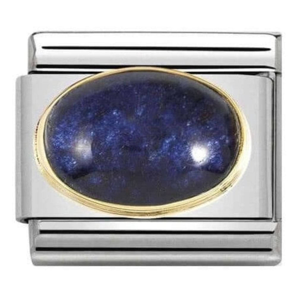 Classic Stone Link Rock Crystal Blue Leaf