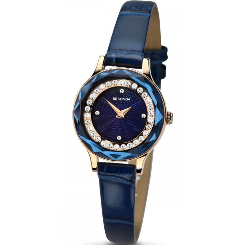 Ladies Watch With Blue Leather Strap