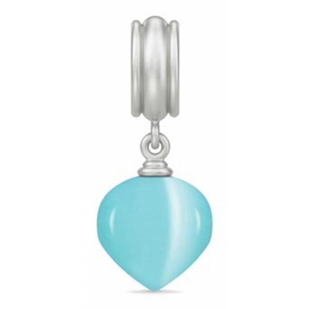 Aqua Blue Moon Crystal Drop Sterling Silver Charm