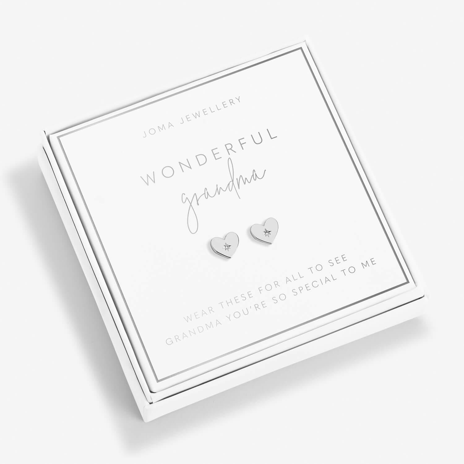 Beautifully Boxed 'Wonderful Grandma' Silver Earrings