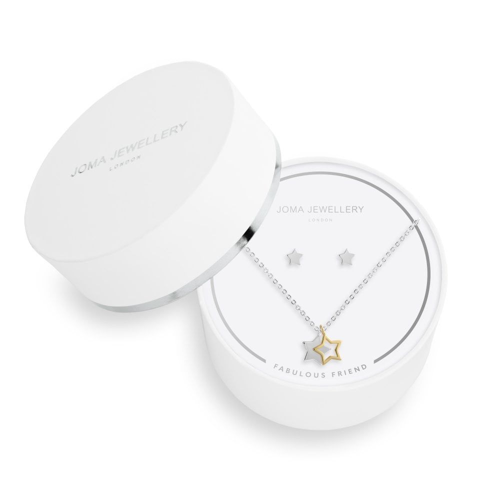 Sentiment Set | Star | Silver And Gold | Earrings And Necklace | 46cm + 5cm Extender