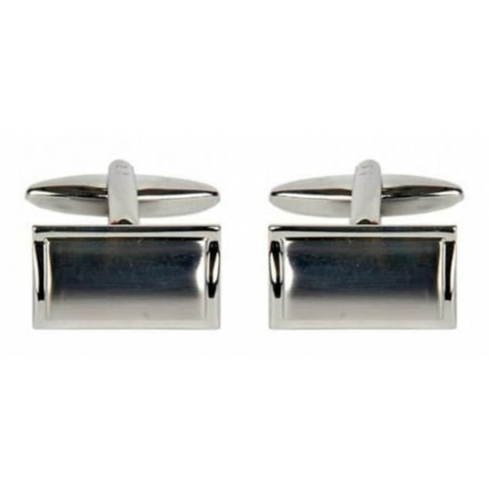 Gents Rhodium Plated Rectangle Cufflinks