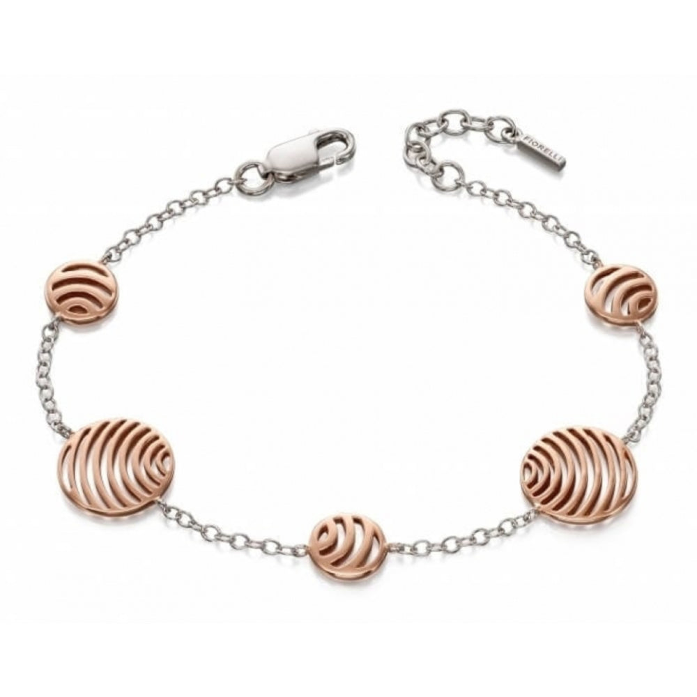 Rose Gold Plated Cut Out Disc Station Bracelet