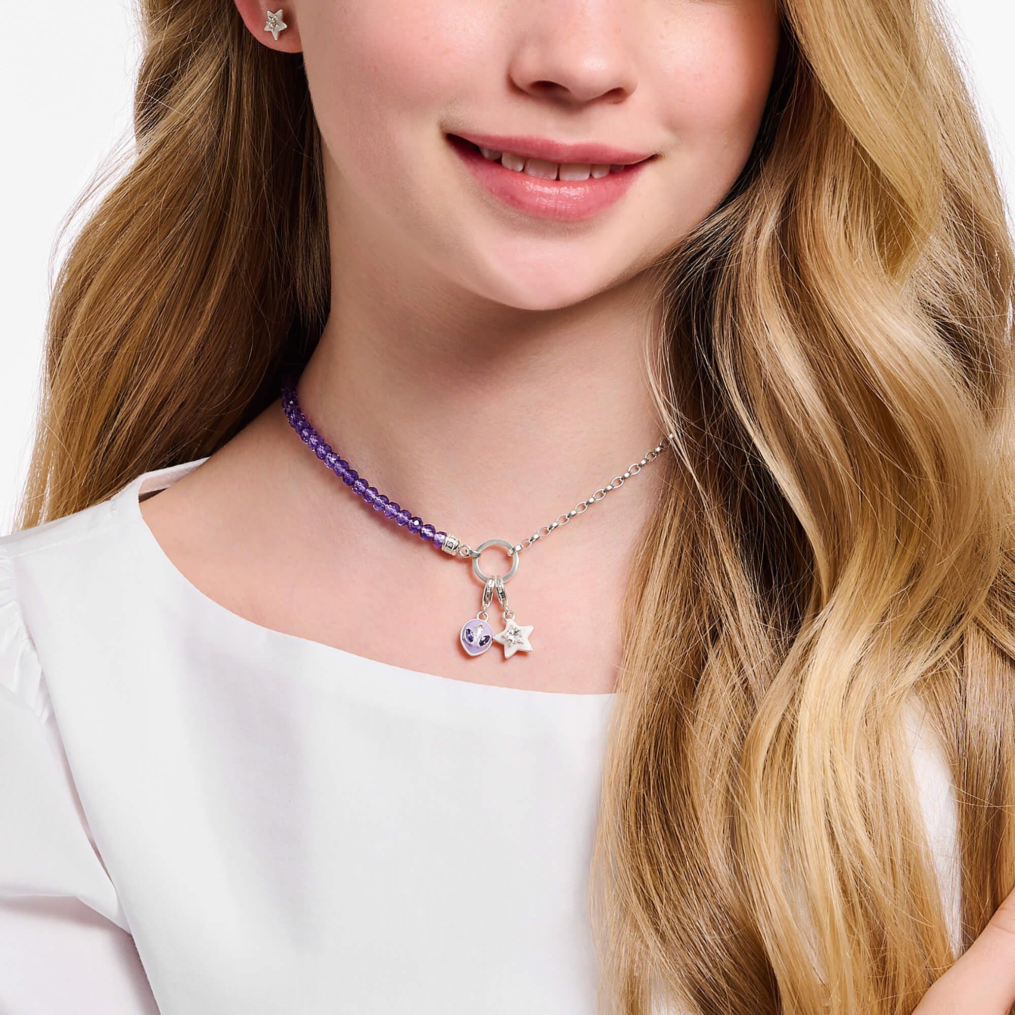 Star With White CZ & Enamel Charm Pendant
