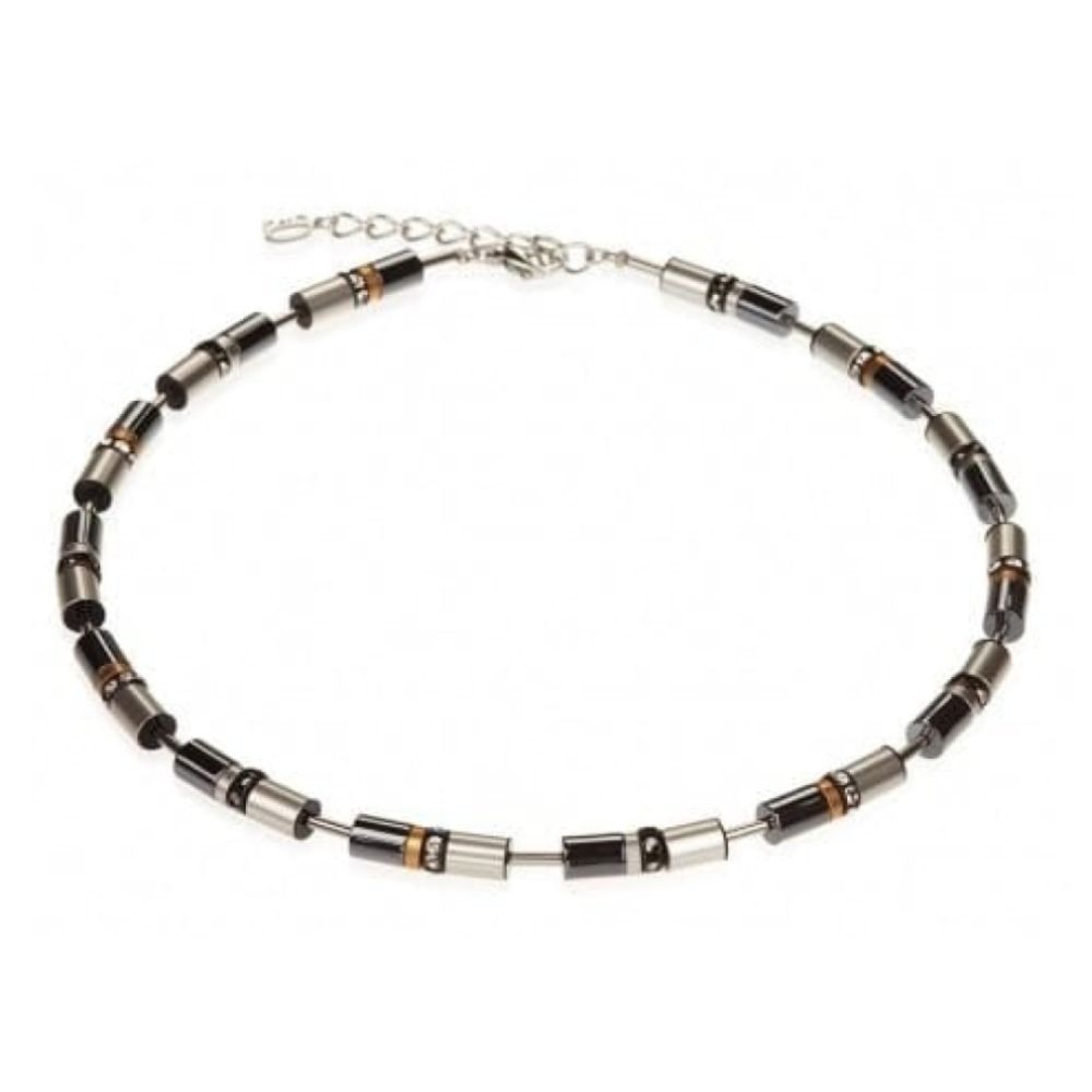 Diamond-Cut Aluminium Cylinder Bead Necklace With Swarovski