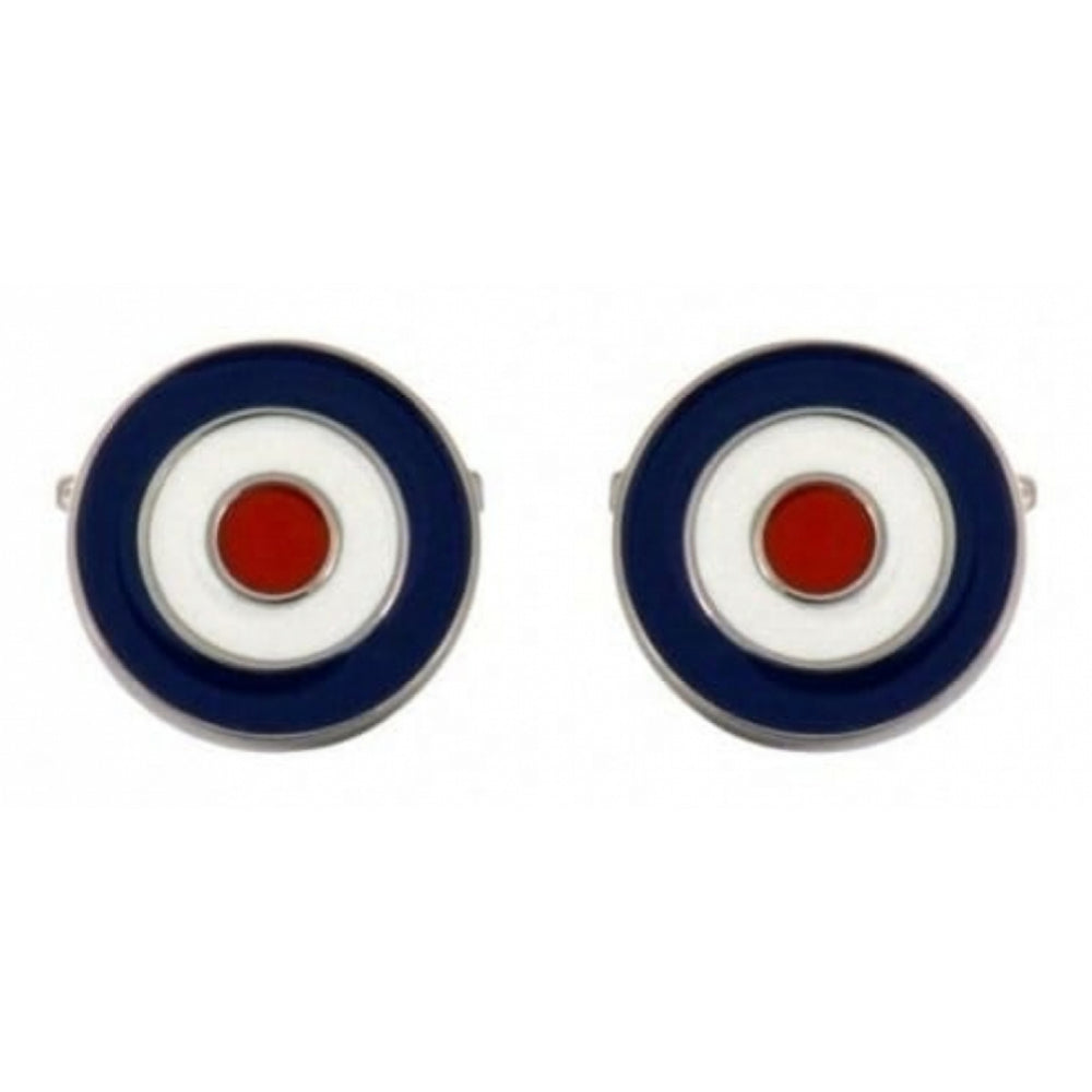 Rhodium Plated RAF Rounded Enamel Cufflinks