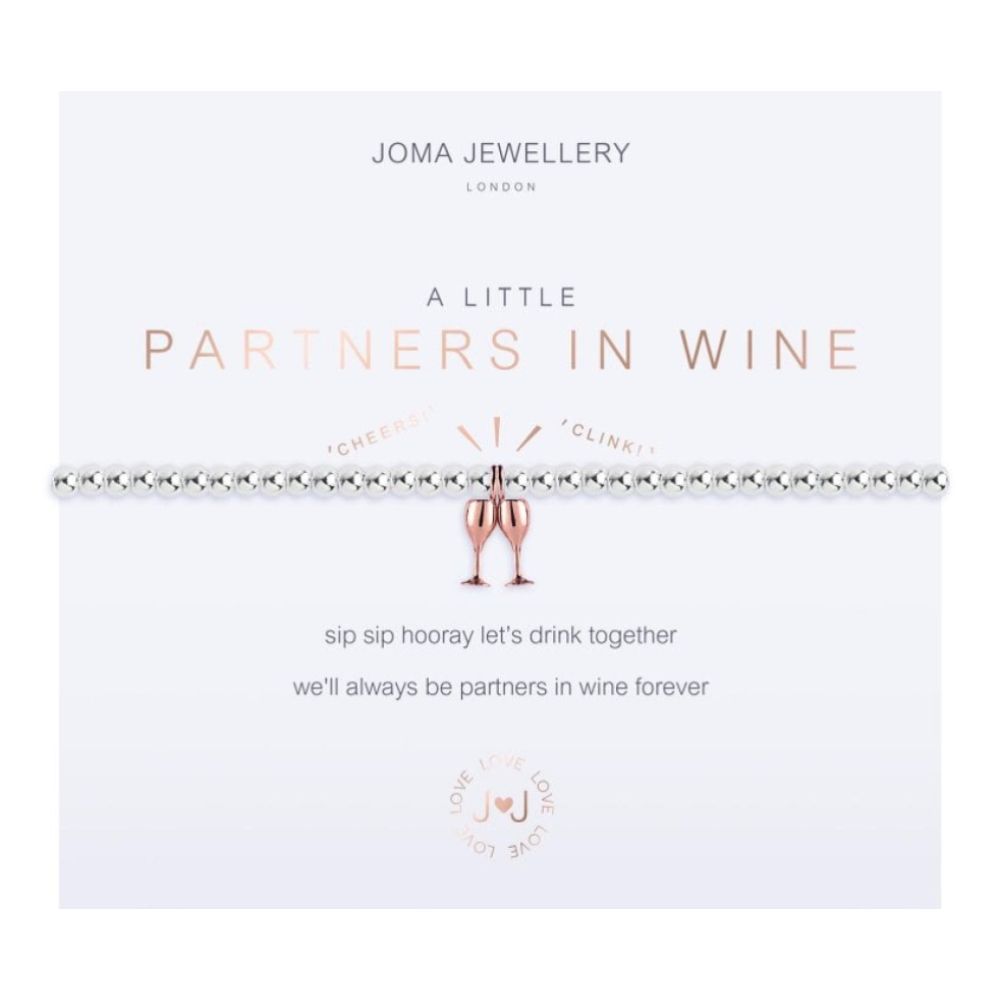 A Little - Partners In Wine - Silver/Rose Gold- 17.5cm Stretch Bracelet