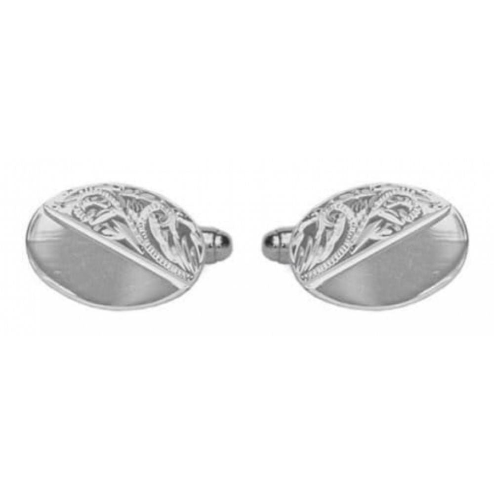 Sterling Silver Half Pattern Cufflinks