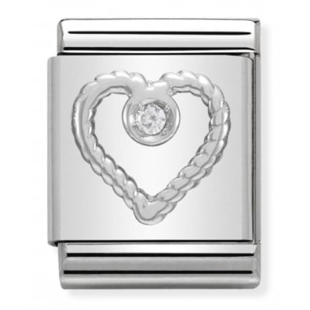 Big CZ Rope Heart Link