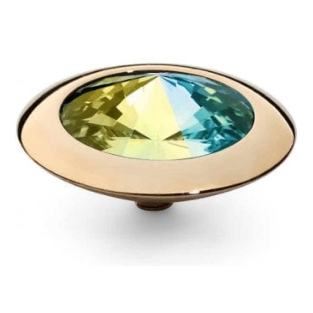 Famosa Gold 16mm Tondo Ring Top Aurora Boreale