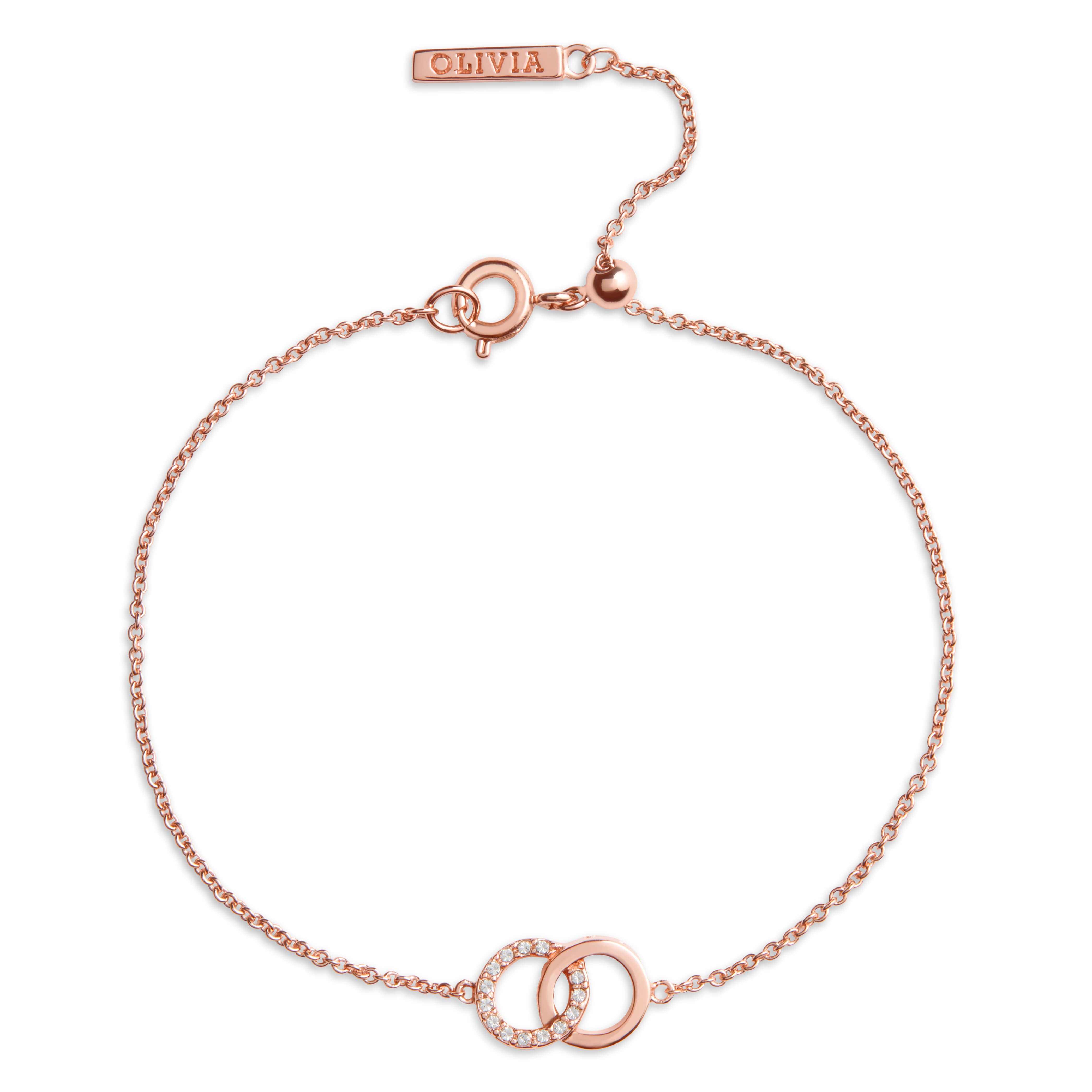 Bejewelled Classic 18K Rose Gold Plating Interlink Chain Bracelet