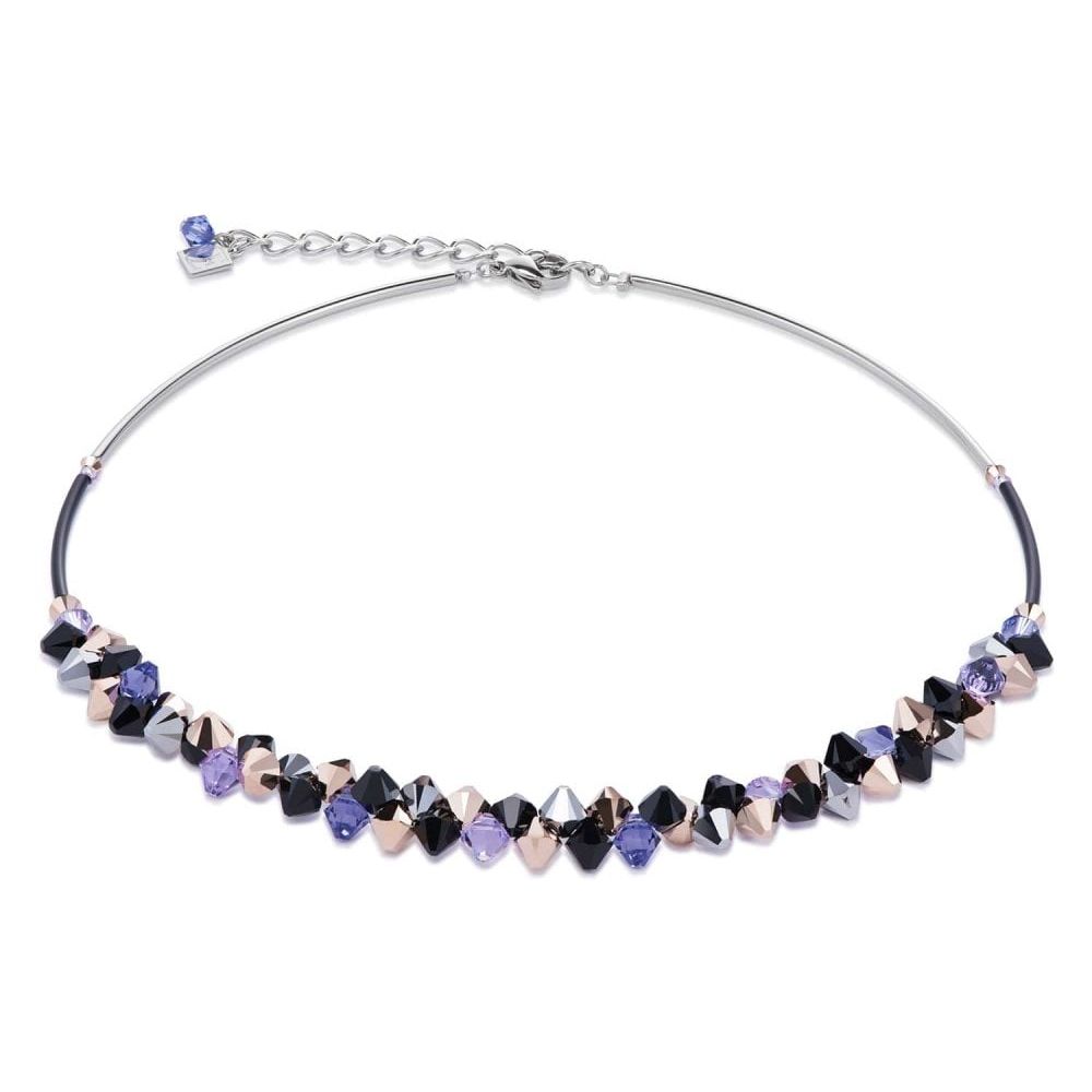 Violet, Black & Rose Gold Crystals Necklace