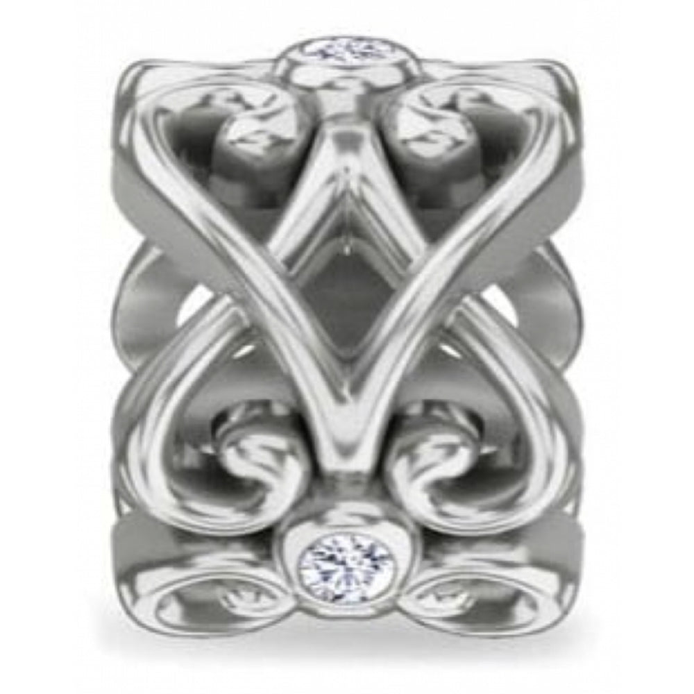 Sterling Silver Heart With White CZ Charm