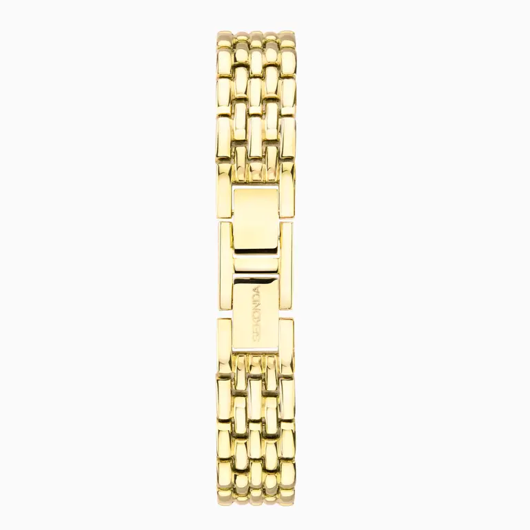 Monica Gold Plated Case & Bracelet With White Dial Ladies Watch