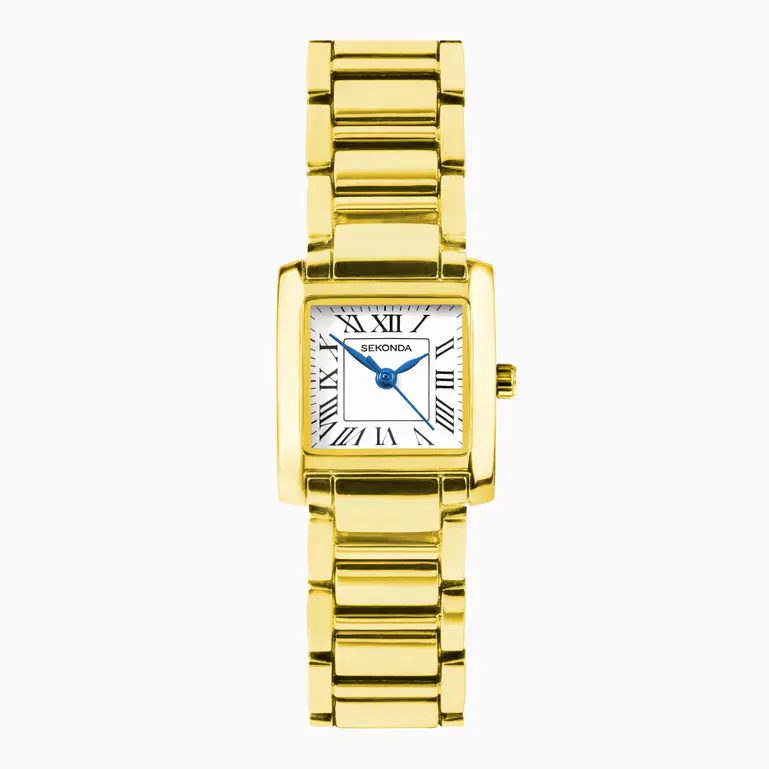 Montreal Gold Plated Case & Bracelet With White Dial Ladies Watch
