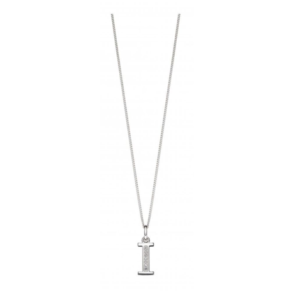 Art Deco Initial 'I' CZ Pendant