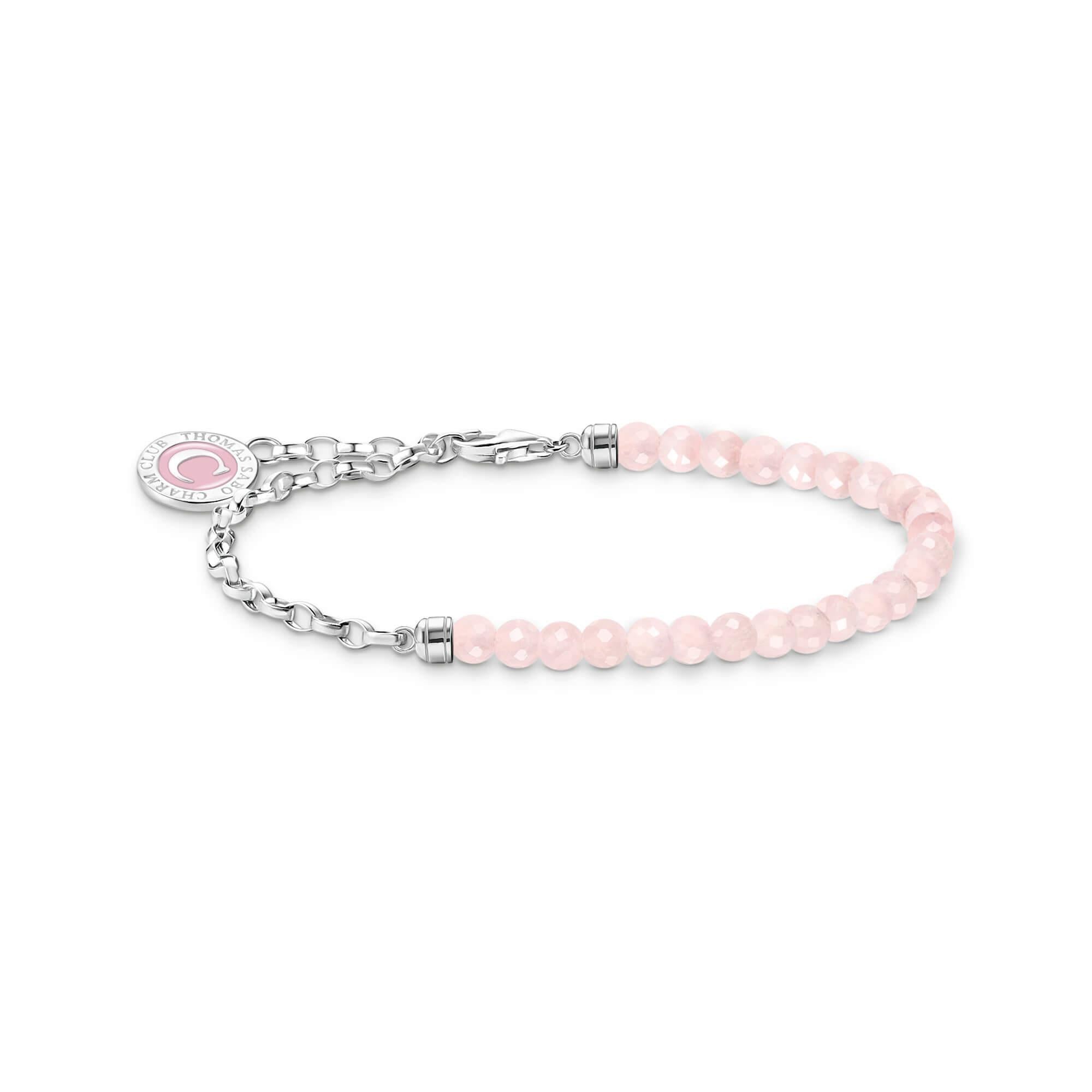 Member Charm Bracelet With Rose Quartz Beads